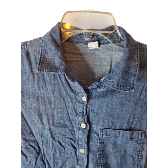 Old Navy Chambray Collared Shirt Dress, Small - Picture 2 of 6